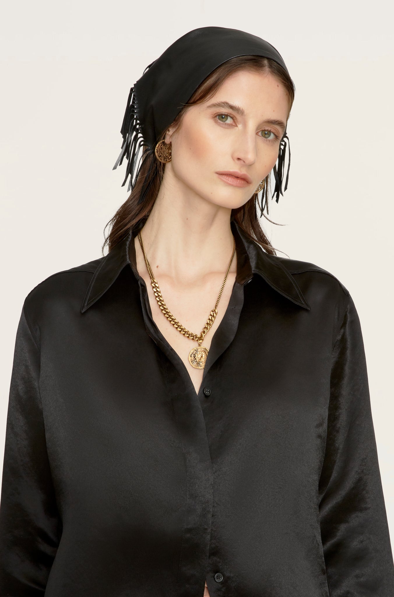Isabel Head Scarf in Leather